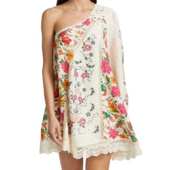 FARM Rio Dresses & Skirts - Farm Rio NEW Toucans Garden One Shoulder Embroidered Mini Dress, Med